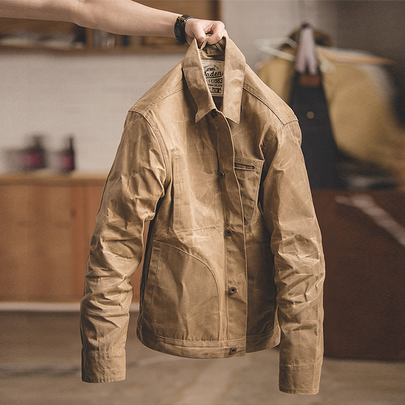 美式复古帆布猎装涂蜡外套