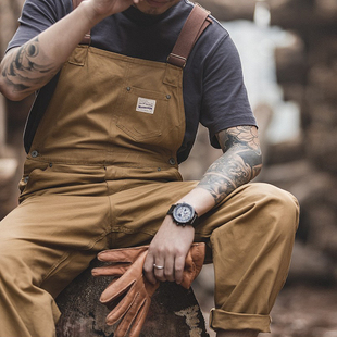 阿美咔叽复刻帆布吊带裤 马登工装 男秋季 日系复古卡其背带裤 连体裤