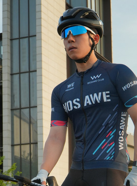 沃萨维春自行车骑行短袖上衣速干透气高弹紧身时尚印花单车BD271