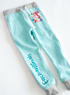 欣易雪法单童装 女童长裤宽松加绒运动裤可爱风松紧腰休闲束脚裤