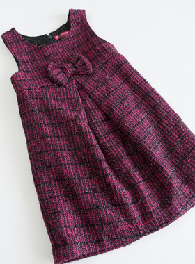 欣易雪法单童装 小香风背心裙连衣裙公主裙蝴蝶结质感无袖女童