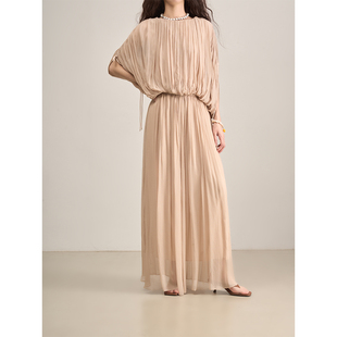 拖地半裙套装 立体垂感褶皱落肩抽绳上衣 古希腊女神 LANVIVIER