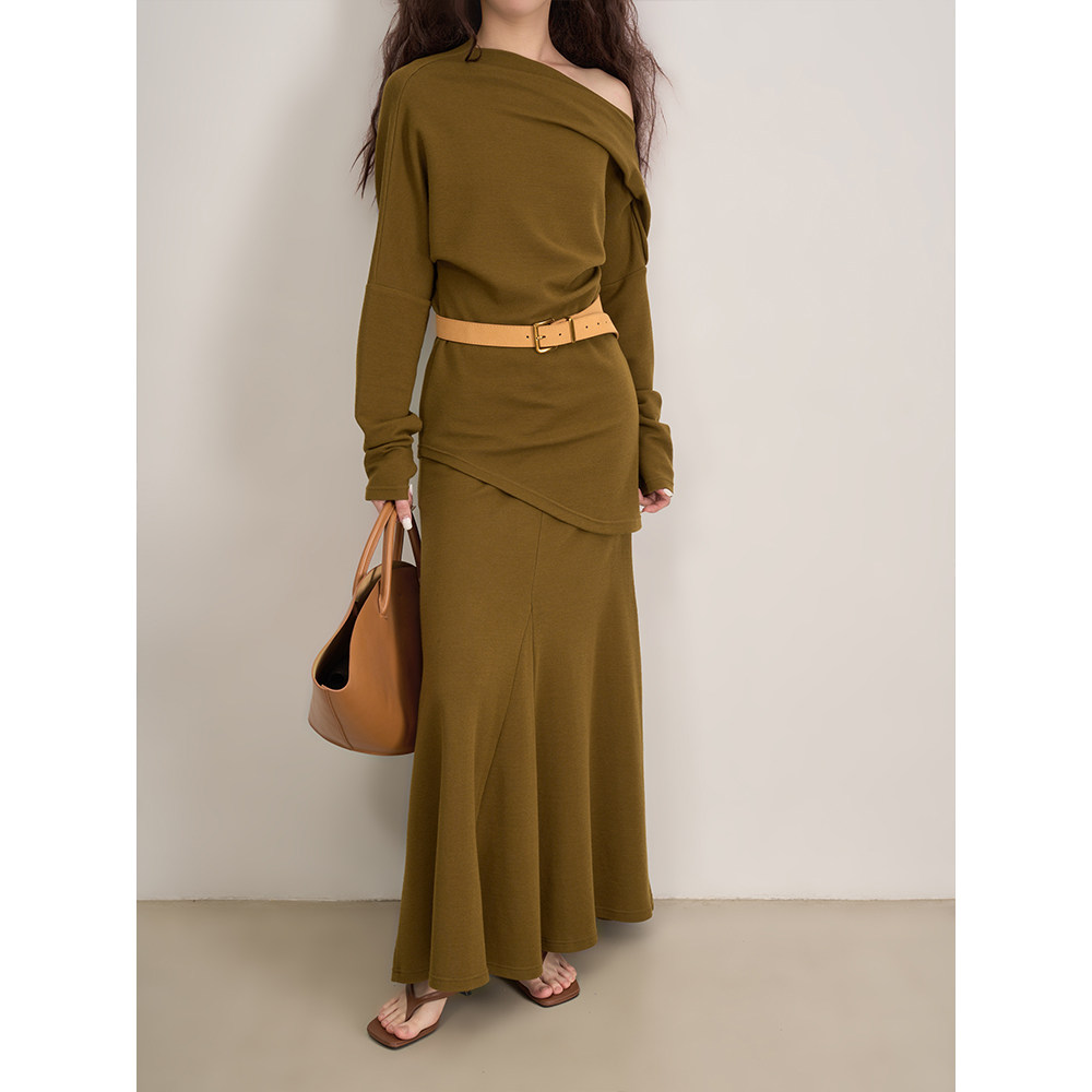 LANVIVIER 法式浪漫文艺 不对称斜肩长款上衣+散摆鱼尾裙套装26春,女装/女士精品,时尚套装,淘宝优惠券,粉丝福利购,淘宝优惠卷