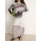 LANVIVIER 加法穿搭法门精致变奏不规则蕾丝网眼叠穿时髦系带屁帘