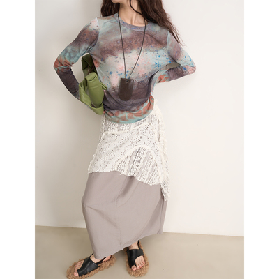 LANVIVIER 加法穿搭法门精致变奏不规则蕾丝网眼叠穿时髦系带屁帘