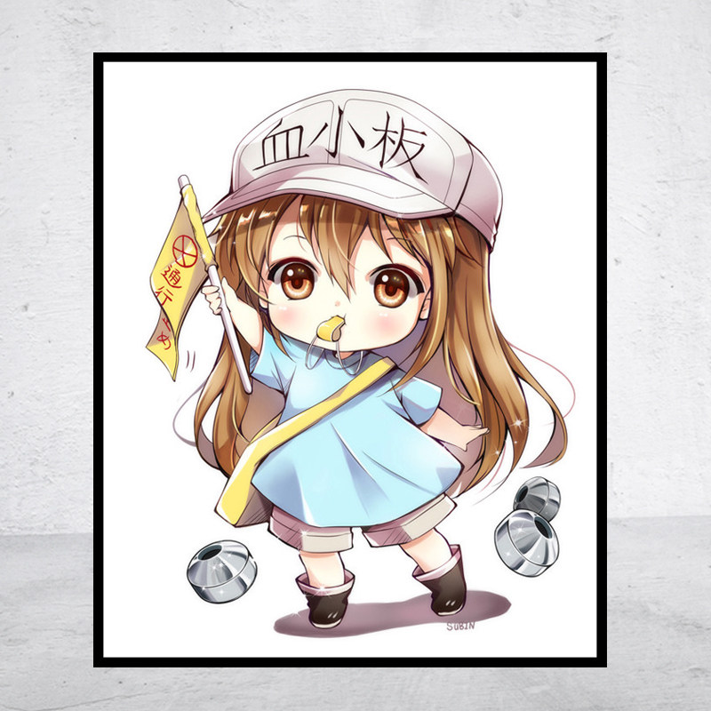 【新品】动漫5d钻石画工作细胞血小板方圆钻满贴十字绣满绣印花