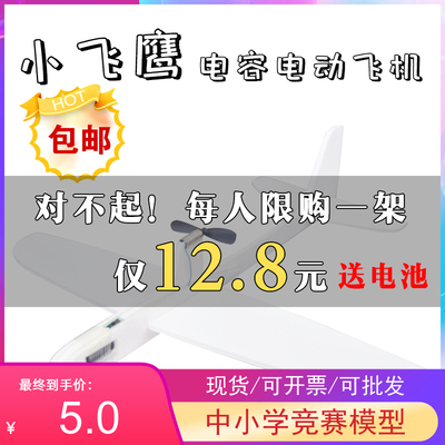 小飞鹰电容手抛飞机玩具滑翔机 泡沫电动航模耐摔模型 遛娃神器