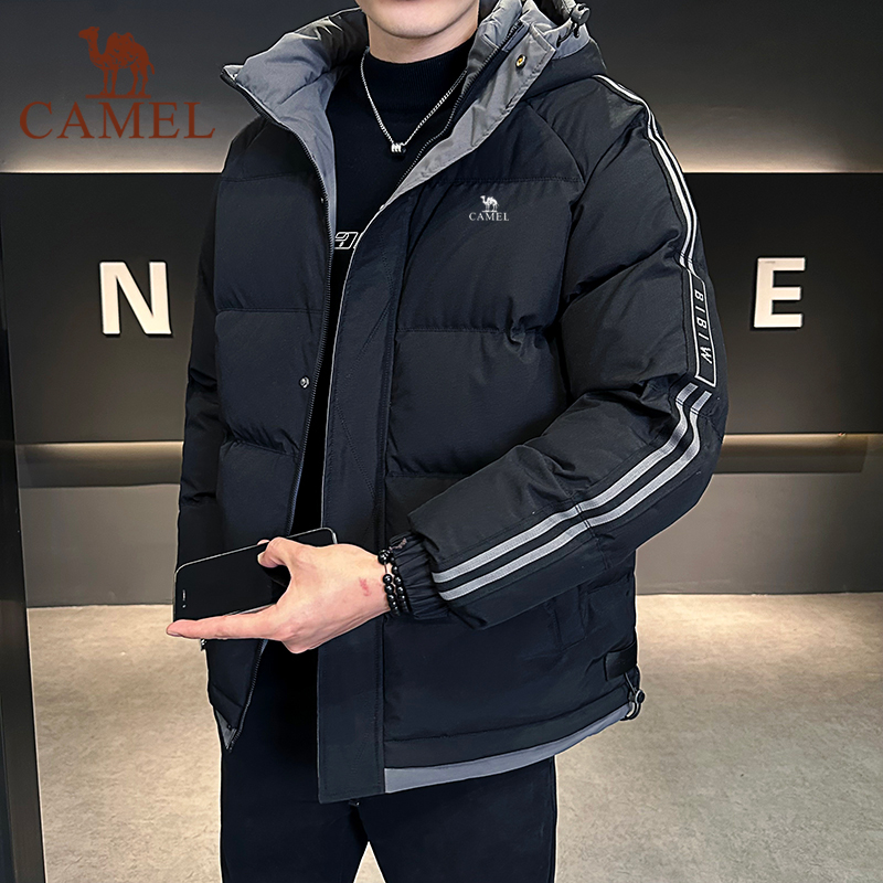 骆驼男士冬季新款连帽加厚棉衣