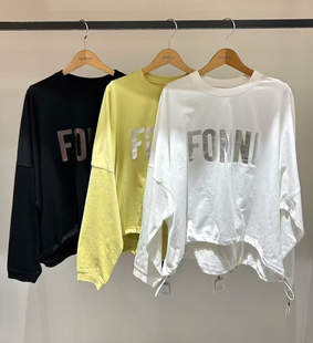 日本大牌设计烫银logo下摆抽绳宽松T恤9000 日币超好面料控