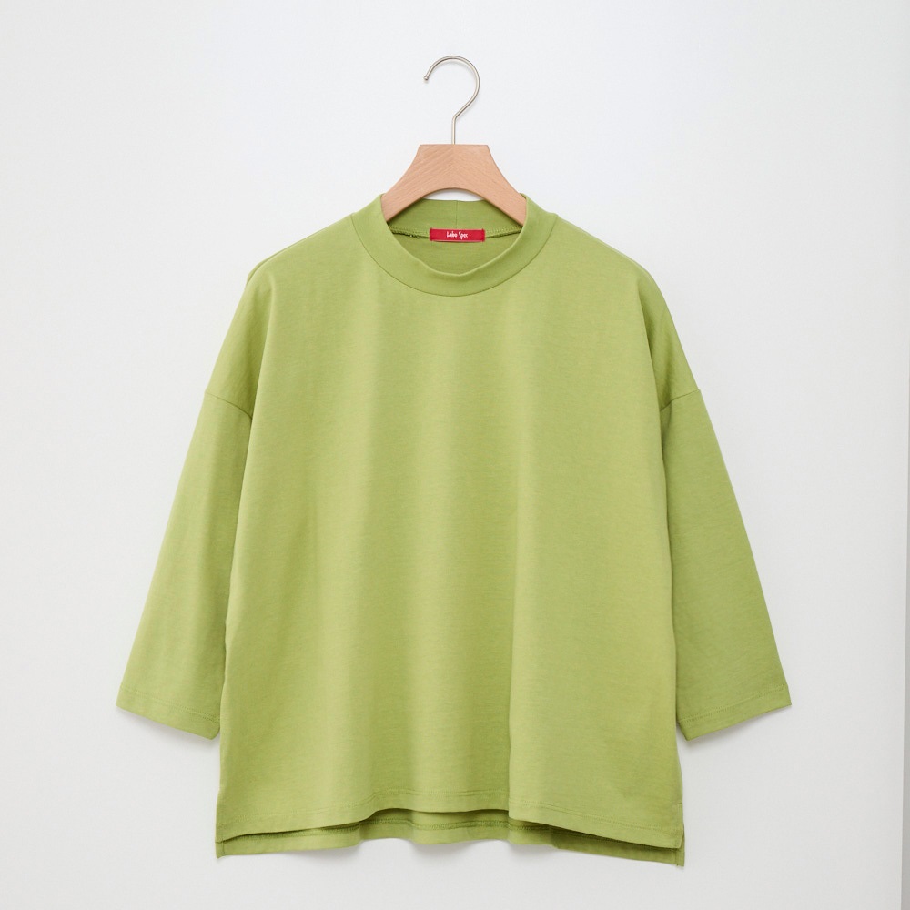 日本森系labo半高领宽松天竺棉纯棉女士八分袖T恤
