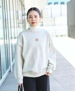 日本简beams系列字母刺绣圆领毛圈卫衣男女同款情侣装
