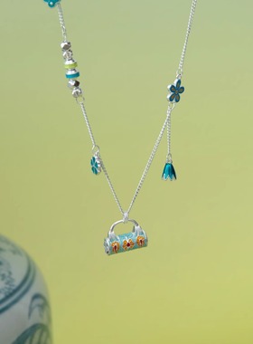 【粉妆银砌】纯银足银990珐琅香包 精致套链 6.5g 礼物佳品