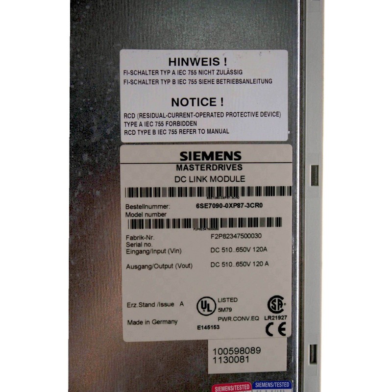 SIEMENS 6SE7090-0XP87-3CR0 SIMOVERT MASTERDRIVES MOTION CONT