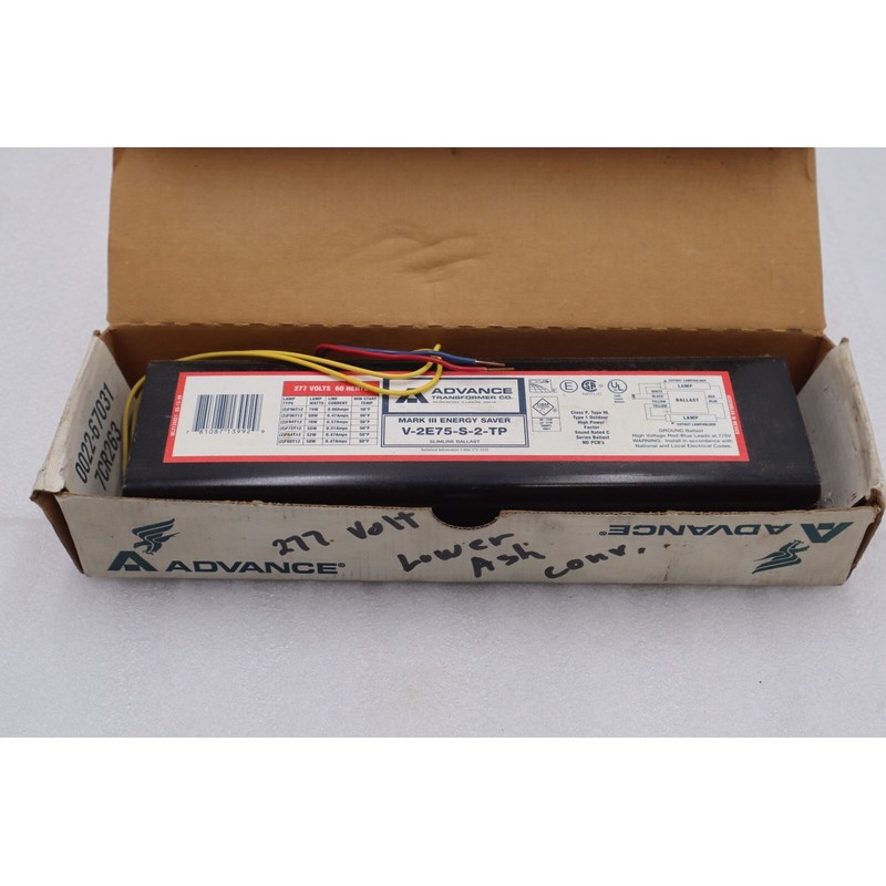 ADVANCE BALLAST V2E75-S-TP MARK III ENERGY SAVER #L-778