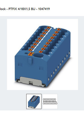 Verteilerblock-PTFIX 4/18X1,5-BU, blau für Hutschienenadapt