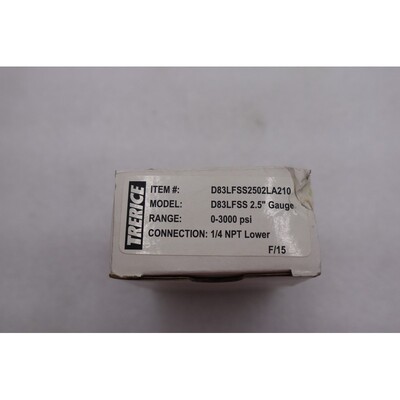 Trerice D83LFSS2502LA110 压力表 2.5 英寸表盘,1/4 英寸 NPT,0-