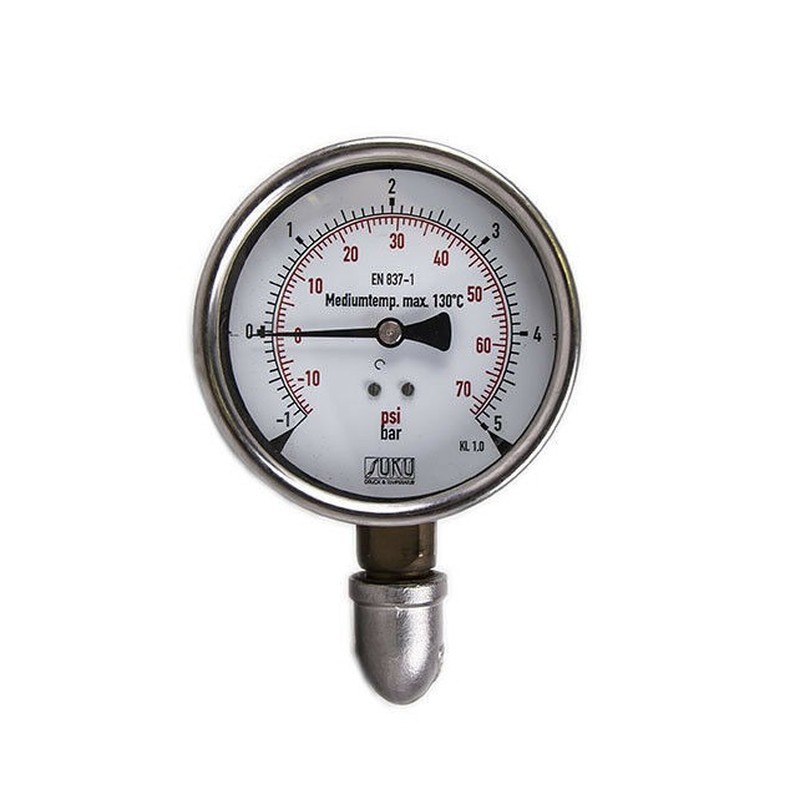 SUKU Manometer Mediumtemp max 130C EN 837-1 psi bar