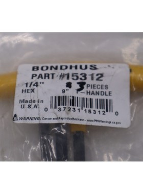 批量 3 件 - Bondhus 15312 1/4 英寸六角尖 T 型手柄带 ProGuard