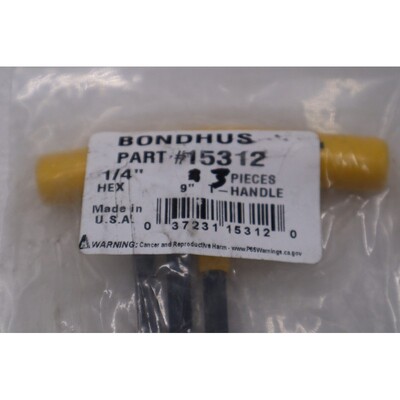 批量 3 件 - Bondhus 15312 1/4 英寸六角尖 T 型手柄带 ProGuard