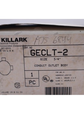 HUBBELL KILLARK GECLT-2 管道插座 3/4 英寸 #2013-A