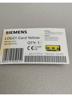 Siemens Logo Card Yellow 6ED1056-1BA00-0AA0 NEU