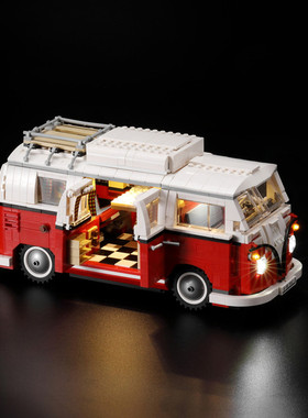 KY可匀乐高10220大众T1野营车防尘盒罩复古亚克力展示盒灯光灯饰