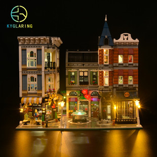 KY可匀乐高10255集会广场街景亚克力防尘盒罩展示盒LED灯光灯饰