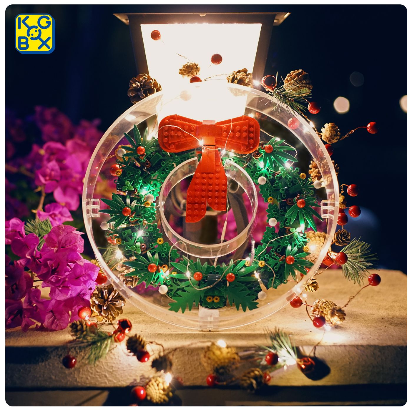 KGBOX乐高​​​​40426圣诞花环展示盒防尘盒罩灯光灯饰