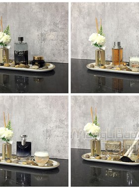 现代轻奢浴室摆件大理石托盘样板间洗漱台洗手台桌面卫生间套装