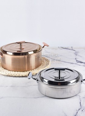 样板房厨房不锈钢双耳汤锅装饰创意样板房间软装摆件锅具饰品摆件