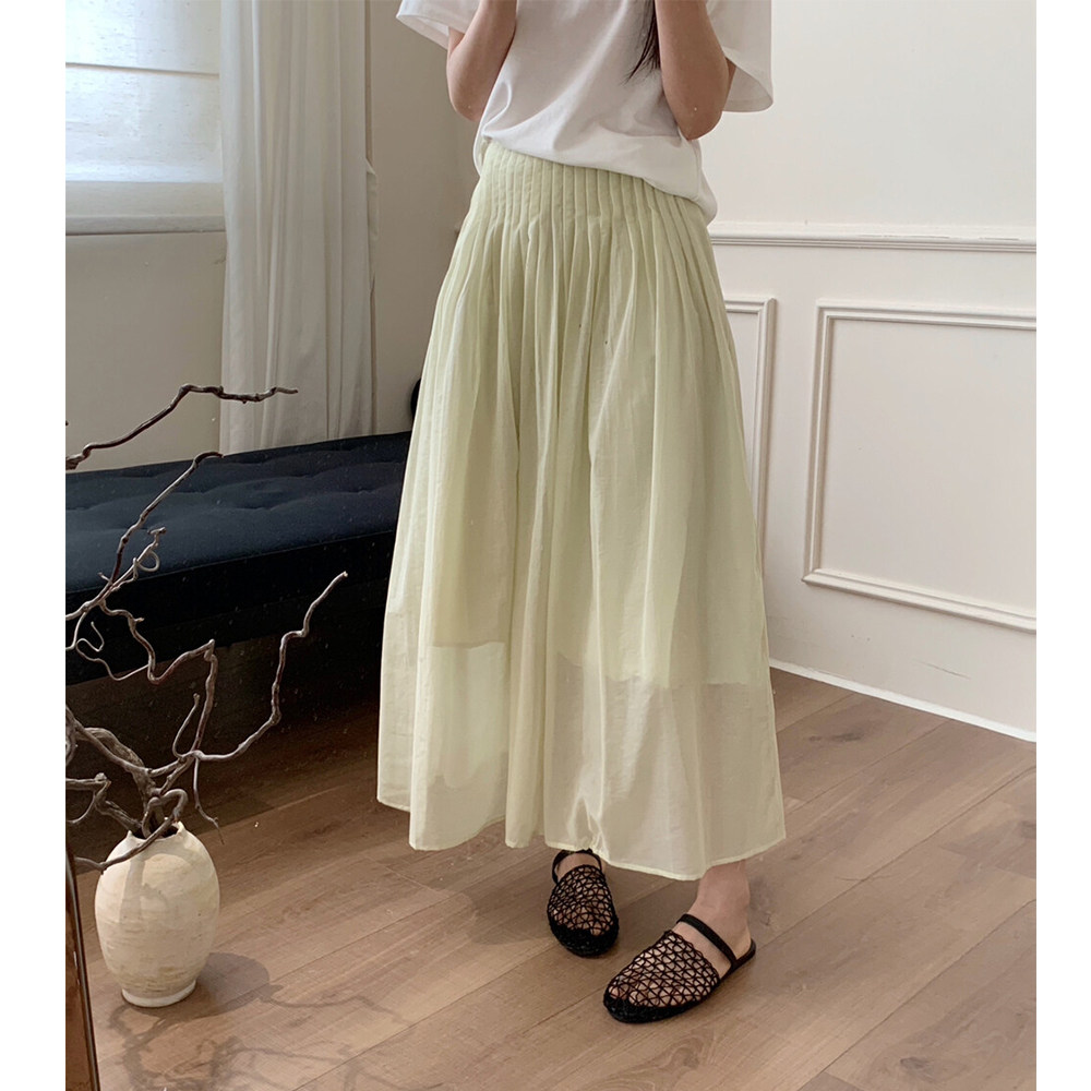 2026新款春夏设计感小众a字高腰褶皱白色半身裙女中长百褶纱裙子