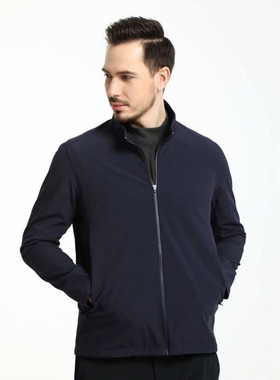 CARAVA喀尔沃男秋冬商务立领薄款加绒保暖软壳衣防泼水450655