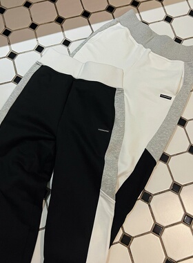 【CMOD】保暖百搭拼色瘦腿束口运动裤抓绒卫裤经典黑白