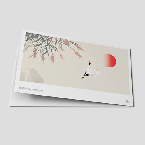 njsb287仙鹤迷你小卡片折卡贺卡超大请柬明信片国画明信片明信片