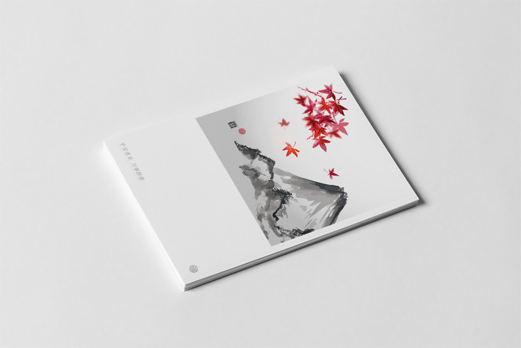 kp498中式抽象水墨山水图案绘画迷你小贺卡明信片留言售后邀请卡