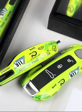 适用新保时捷Taycan911帕拉梅拉718Macan卡宴992绿箭钥匙壳钥匙套