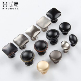 锌合金现代简约抽屉金色单孔美式圆形抽屉柜门子把手橱柜黑小拉手