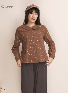 DoisQueen彩后台北娃娃翻领排扣上衣女甜美小清新日系休闲森系