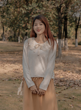 DoisQueen彩后台北蕾丝打底衫女春秋上衣日系女装森女