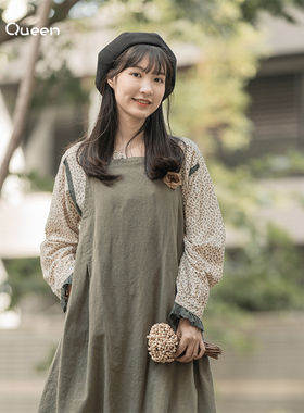 DoisQueen彩后台北荷叶袖圆领碎花上衣女秋季新款森林系花边轻柔