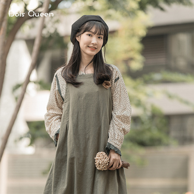 彩后台北圆领碎花上衣秋季花边