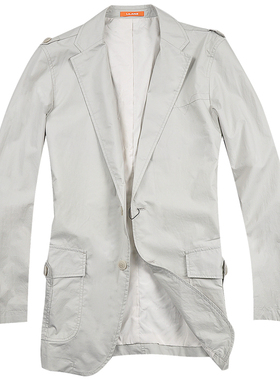 9CXD006正品商务休闲肩章款超薄单西服西装浅灰白色