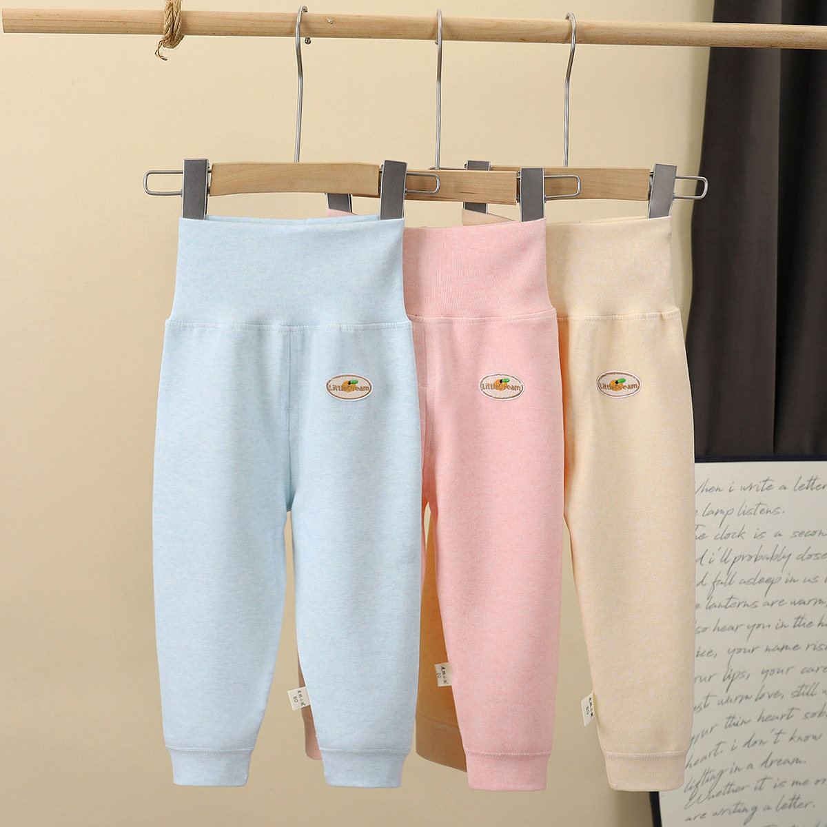 无骨缝婴儿高腰护肚裤彩棉宝宝加厚保暖秋裤幼儿睡裤纯棉打底线裤