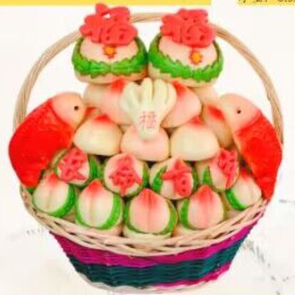定制面点寿桃留娘糕周岁醒狮枣豆沙饽饽传统纯手工糕点祝寿馒头