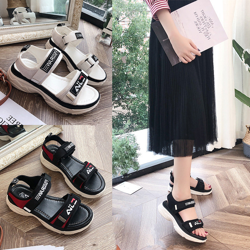 运动凉鞋女鞋2022夏季新款平底学生韩版百搭厚底松糕网红休闲沙滩