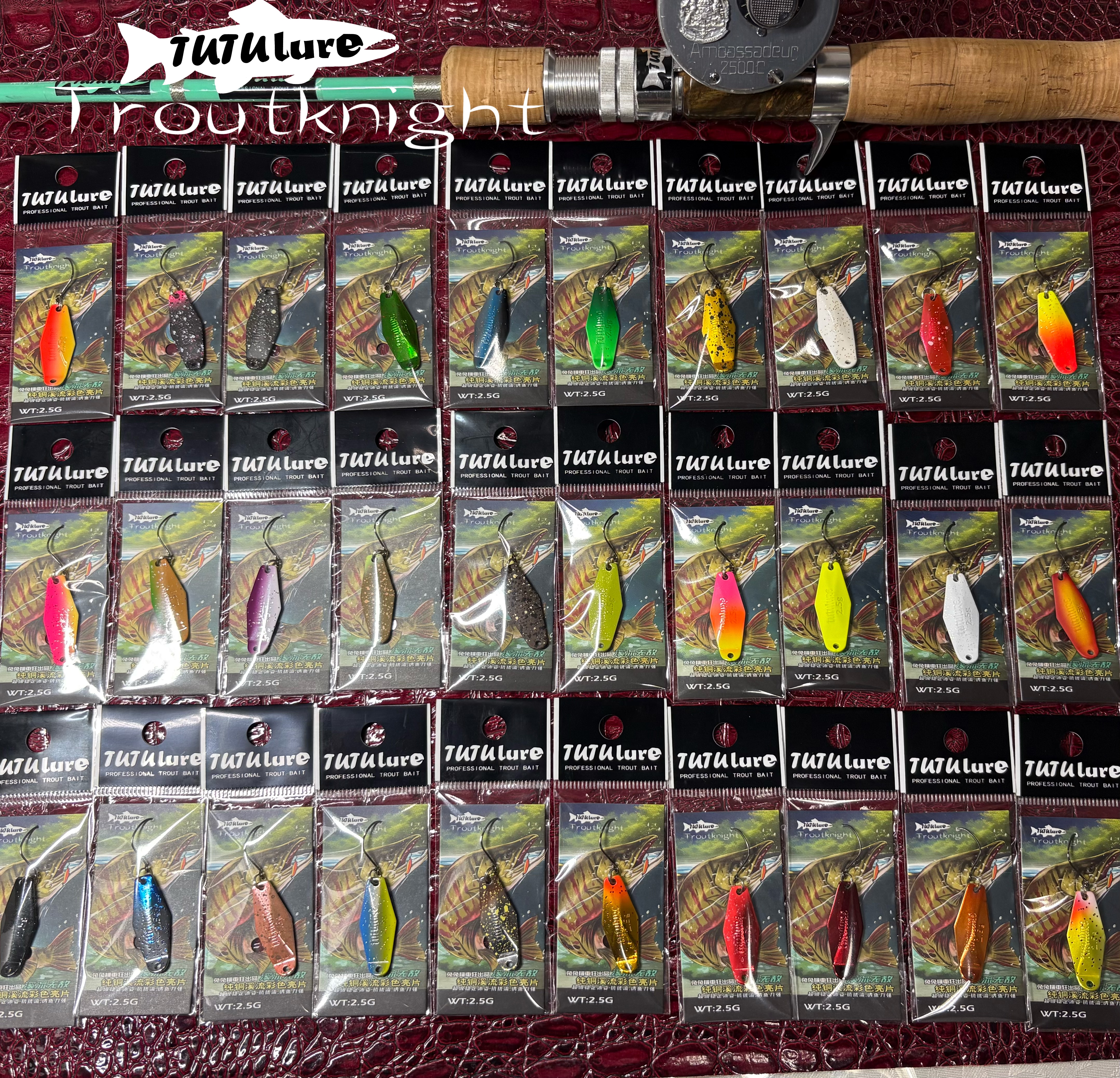 TUTUlure新品TroutKnight2.5克纯铜彩色鳟鱼马口亮片管理场路亚饵