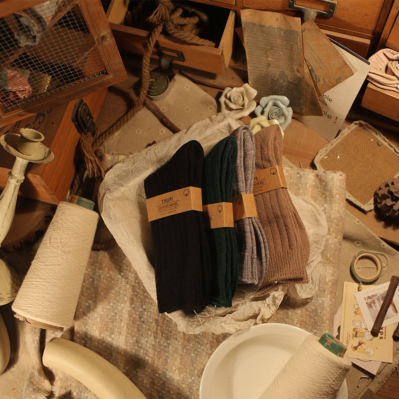 抗起球毛绒中筒男长袜子