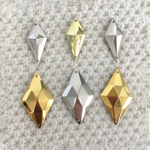 DIY仿金属手缝珠子 菱形钻珠异形钻 元神COS串珠辅料10X20MM 银色