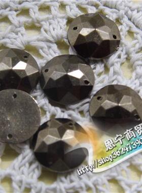 10 16mmdiy圆形倒角花面手缝珠 服装珠配件材料 散珠饰品 枪黑色