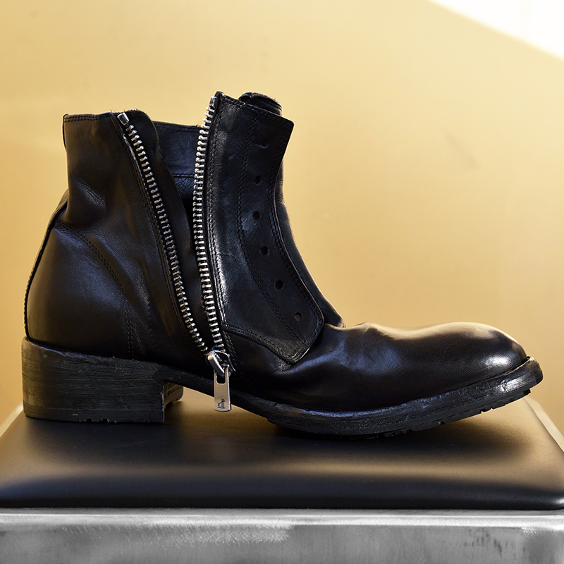 手作水洗马皮切尔西靴小尖头中古